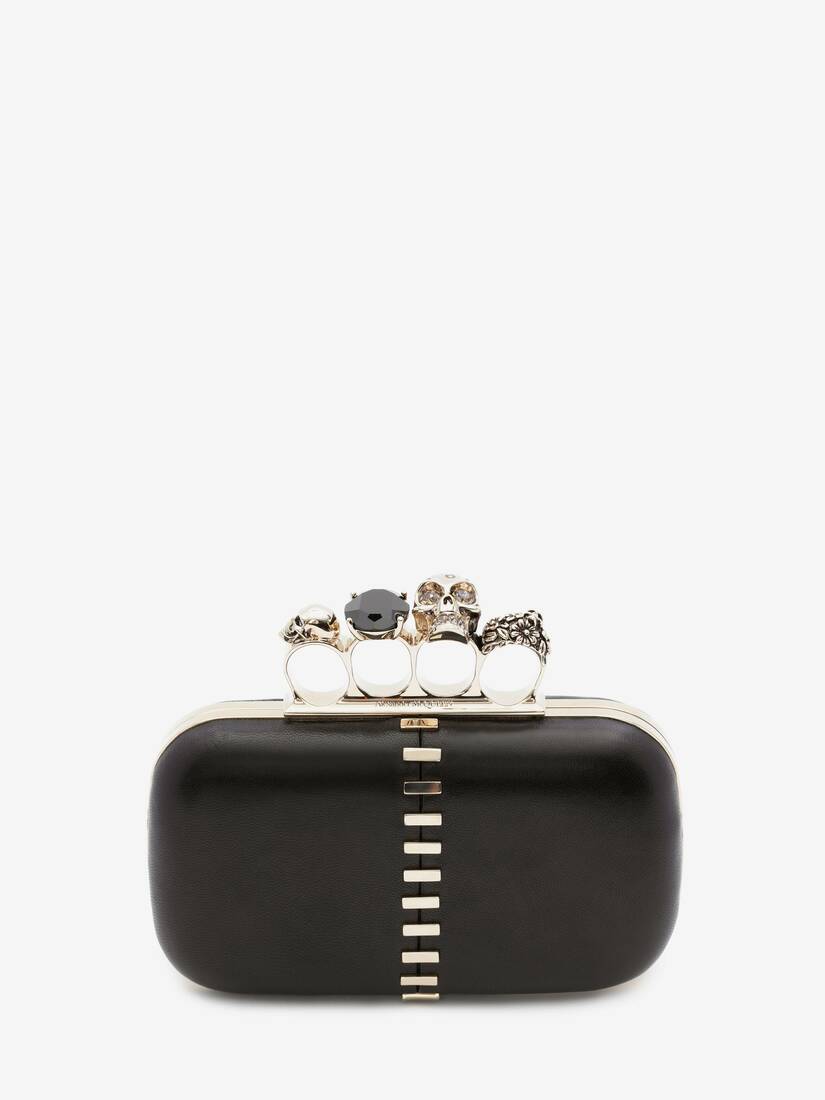 Bolsos De Mano Alexander McQueen Skull Four-Ring Mujer - Negros - Mexico 475-RVDUSM